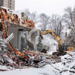 The Temple Square South Visitors' Center and portions of the square's south wall are being demolished to give construction crews access to excavate around the Salt Lake Temple for a major renovation, Friday, Jan. 17, 2020. (The Church of Jesus Christ of Latter-day Saints)
