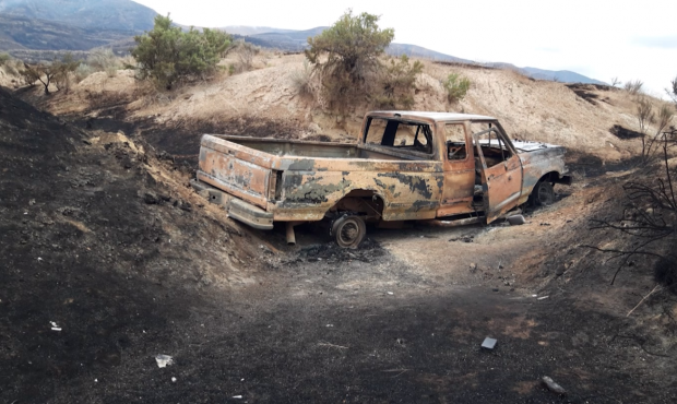 Utah County Sheriff's deputies rescued two people in a truck during a wildfire on June 28, 2020 (Ph...