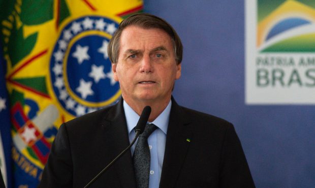 Jair Bolsonaro, President of Brazil, speaks during Launch of Programa Aguas Brasileiras amidst th...