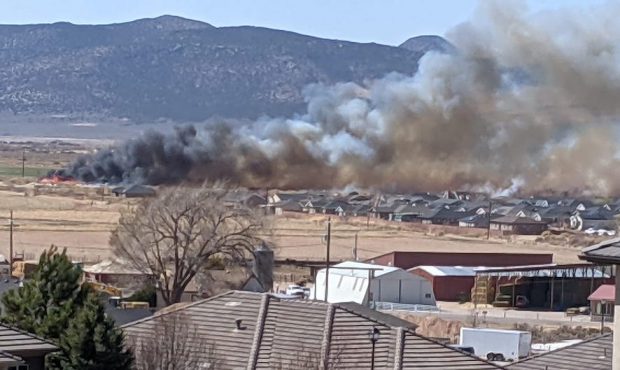 Brush fire in Cedar City caused by fireworks. (Brent Potter)...