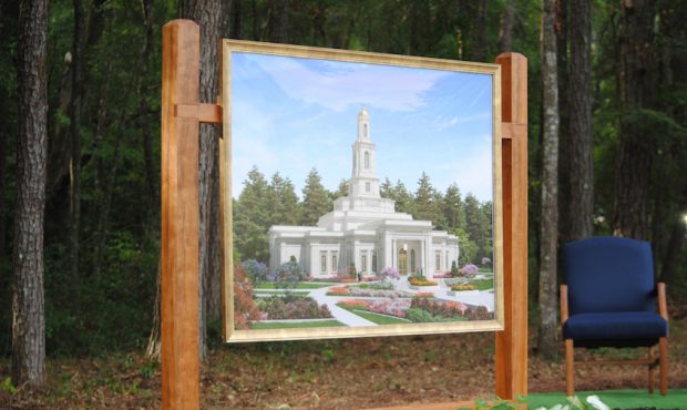 An artist’s rendering of the Tallahassee Florida Temple at its groundbreaking on June 5, 2021. (I...