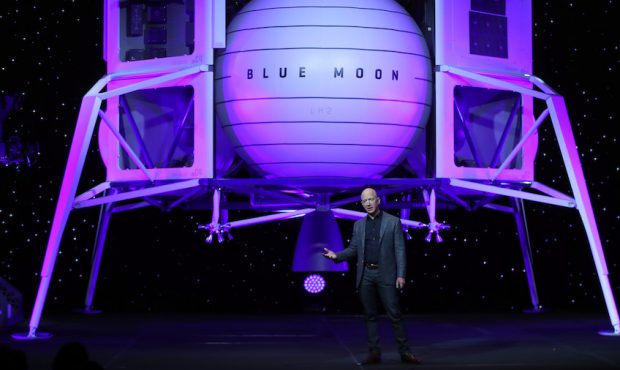 FILE: Jeff Bezos, owner of Blue Origin, introduces a new lunar landing module called Blue Moon duri...