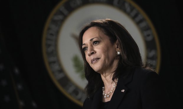 FILE: U.S. Vice President Kamala Harris waits to speak during an event on high-speed internet acces...