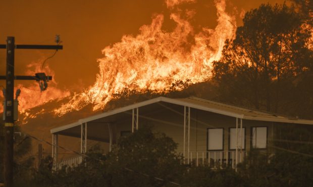 The French Fire comes close to destroying homes on August 24, 2021 in Wofford Heights, California. ...