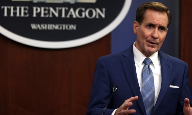 U.S. Department of Defense Press Secretary John Kirby speaks during a news briefing at the Pentagon...