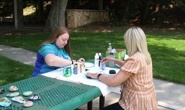 Angela Petersen and her daughter Mishala Petersen love to paint rocks together. They enjoy being ou...