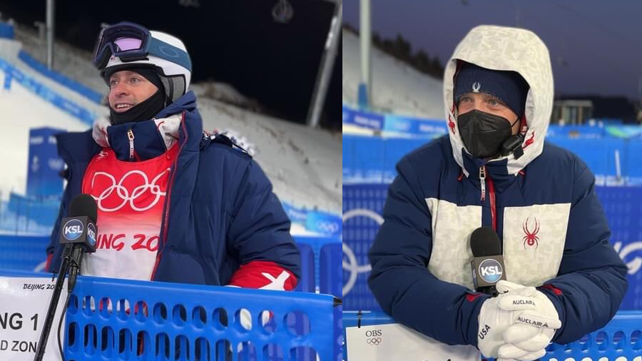 Brad Wilson (left) is competing at the 2022 Winter Olympics for the U.S. Freestyle Moguls Team. His...