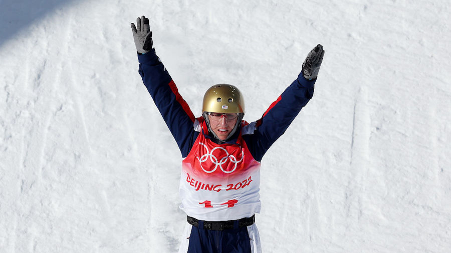 Winter Vinecki of Team United States reacts during the Women's Freestyle Skiing Aerials Qualificati...
