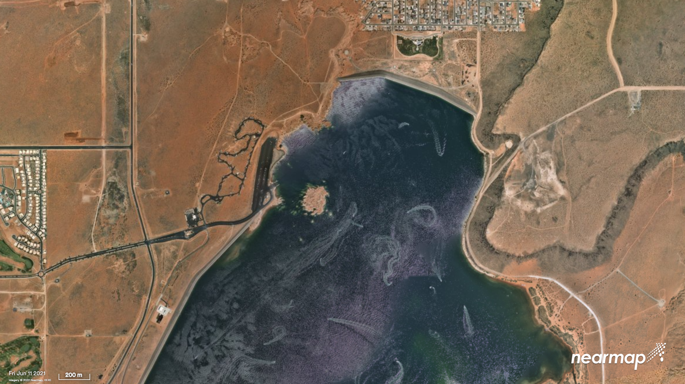 Satellite imagery of Sand Hallow taken June 2021. (Nearmap)...