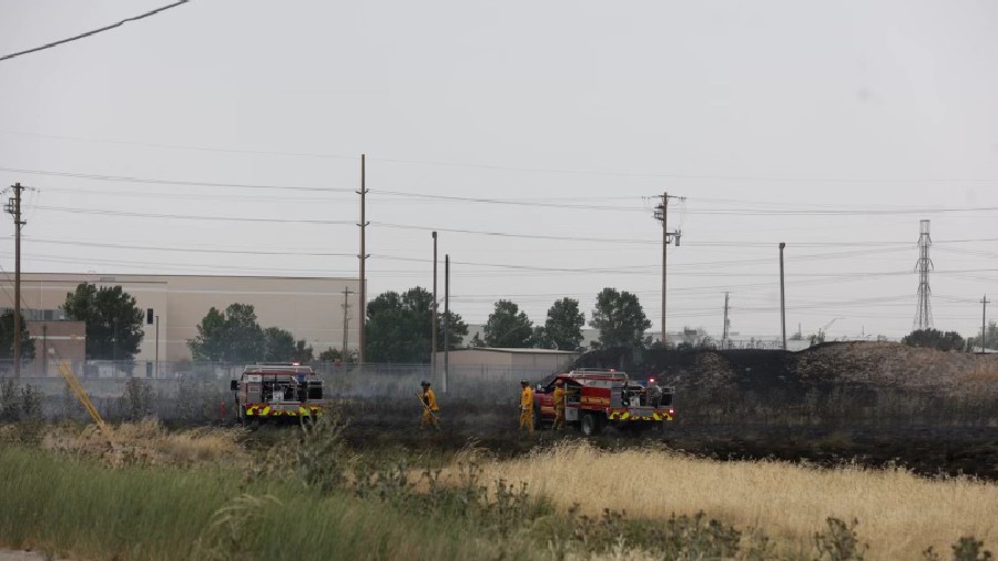 Fire crews responding to the "Wiley Post Fire" (Credit: Mengshin Lin, Deseret News)...