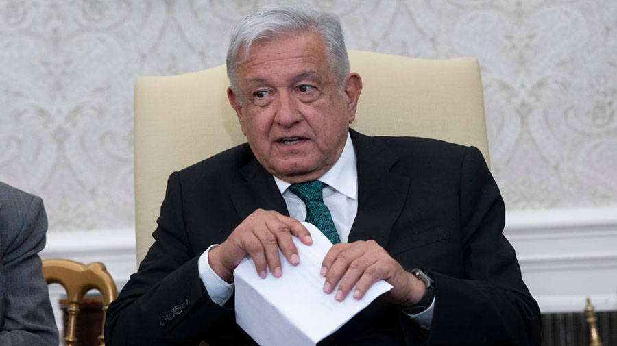 WASHINGTON, DC - JULY 12: Mexican President Andres Manuel Lopez Obrador delivers brief remarks whil...