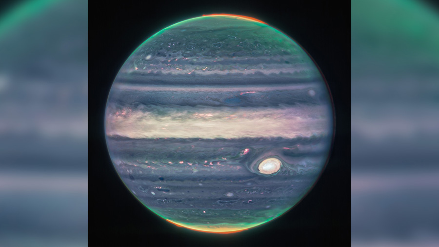 Three filters came together to form the composite image of Jupiter, NASA said. (NASA/ESA/CSA/Jupite...