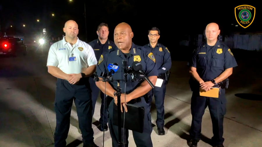 Police Chief Troy Finner speaks during a press conference early Sunday morning. At least four peopl...