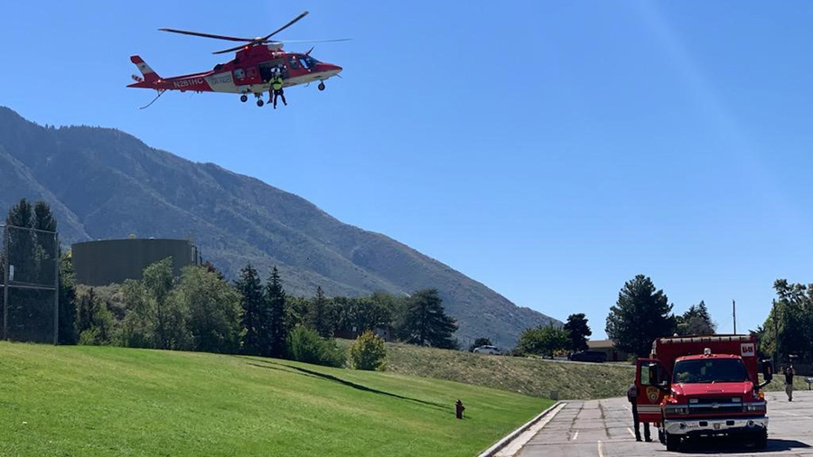 Paraglider crashed into mountain and was hoisted to the U of U in critical condition....
