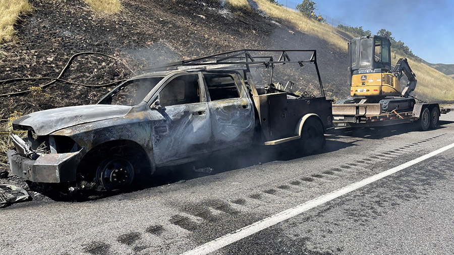 The burnt car at Parleys Canyon. (UHP)...