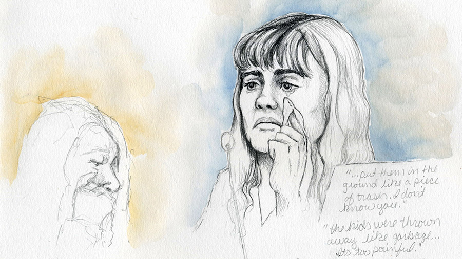 The courtroom sketches of Summer Shiflet, testifying against her sister, Lori Vallow Daybell (Lisa ...