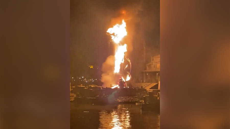 A prop dragon caught fire at Disneyland in California on Saturday evening during a performance of "...