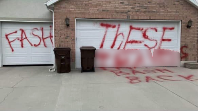 garage door with vandalism...