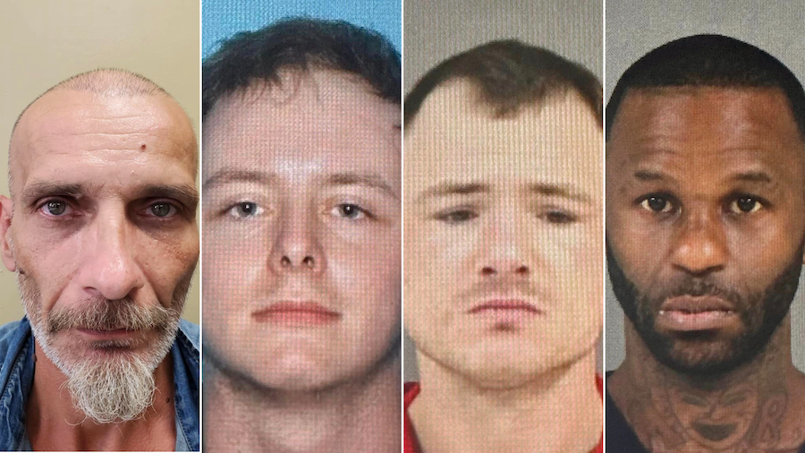 From left: Jerry Raynes, Dylan Arrington, Corey Harrison and Casey Grayson escaped from a Mississip...