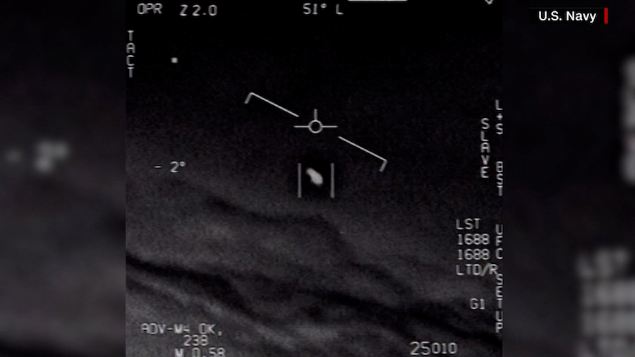 The U.S. government is tracking more than 650 cases of potential UFO cases. (US Navy via CNN)...