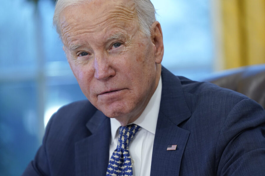 FILE - President Joe Biden participates in a briefing in the Oval Office of the White House, Dec. 2...