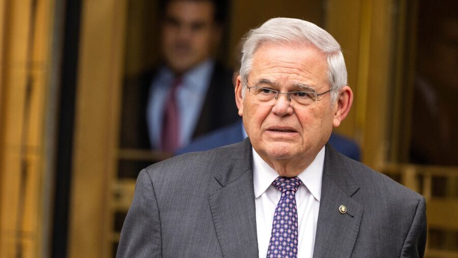 A jury has found Sen. Bob Menendez, pictured outside of Manhattan Federal Court on May 14, guilty o...